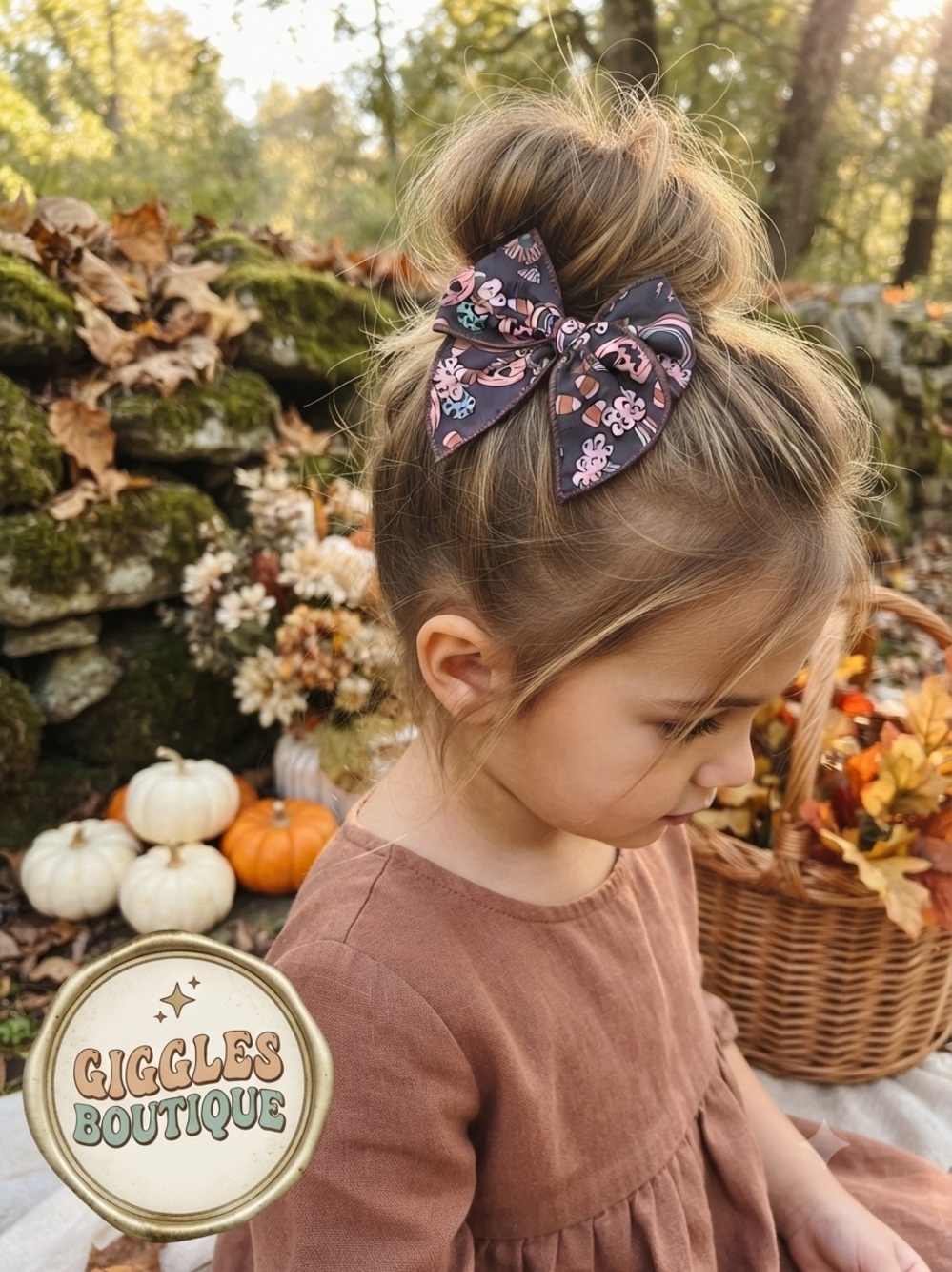 Spooky Boho Halloween Hair Bow | 3x5” Handmade Retro Fall Bow